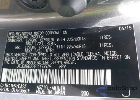 2015 Lexus Nx 200T from USA, damaged, VIN JTJBARBZ2F2033579